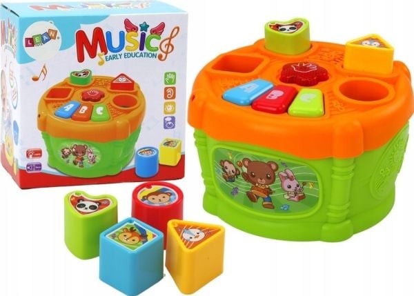 LeanToys interaktiivinen opetusrumpu muodot vihreä ja oranssi