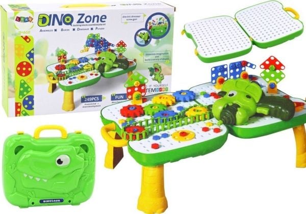 LeanToys bord koffert sett DIY byggklosser dinosaur skrutrekker 249 deler