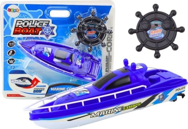 LeanToys politi RC-bil, fjernstyrt blå, 27MHz LeanToys politi RC-bil, fjernstyrt blå, 27MHz