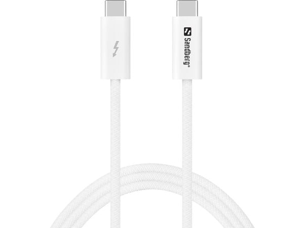 Sandberg USB-C>C USB4 240W+40Gbps, 1M, 1 m, USB C, USB C, USB4 Gen 3x2, 40 Gbit/sek., Hvid