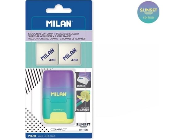 Milan tempero/viskelær med strikk MILAN fiolett-grønn-gul, 2 strikker 430, compact sunset på blister