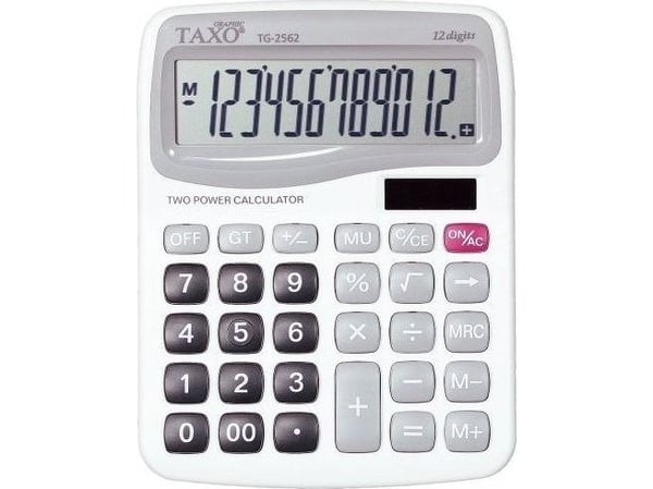 Miniräknare Titanum skrivbordskalkylator TG-2562 vit Taxo Graphic 12-siffrig