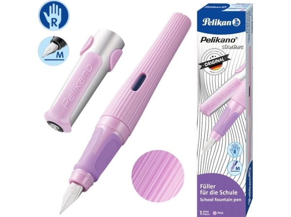 Pelikan 824545, Rosa, Fyllesystem med patron, Blå, Rustfritt stål, Medium, Høyrehendt