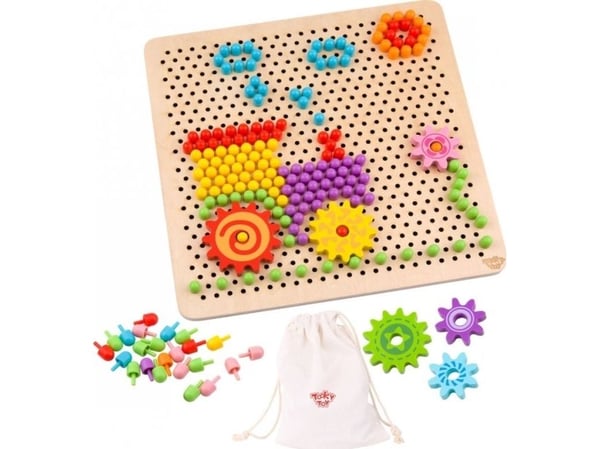 Tooky Toy mosaikkesett med pinner 88 deler