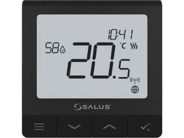 Salus trådløs veggmontert termostat SQ610BRF Quantum batteridrevet svart