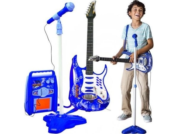 Kruzzel elgitarr + mikrofon + förstärkare 22409 (blå)