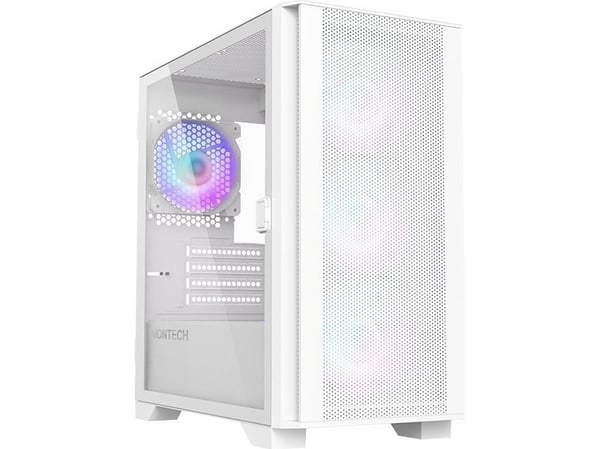 Montech AIR 100 ARGB - Tower - micro ATX - genomskinlig sidopanel (härdat glas) - ingen strömförsörjning (ATX) - helvit - USB/ljud