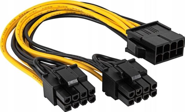 Akyga AK-CA-81, PCI-E (8-pin), 2 x PCI-E(6+2 pin), 0,2 m, Hunkjønn, Hankjønn