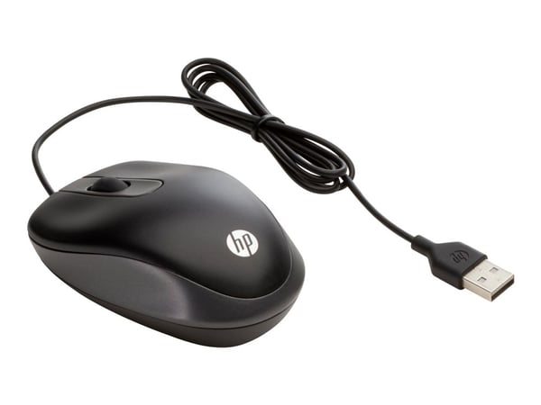 HP Travel - Mus - høyre- og venstrehåndet - 2 knapper - kablet - USB - Smart Buy