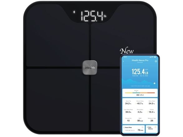 iHealth | Langaton kehonkoostumusvaaka | Nexus Pro | Maksimipainokapasiteetti 181 kg | Painoindeksin (BMI) mittaus | Musta | Musta