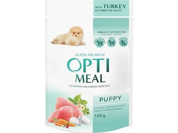 Synteesi OPTIMEAL PIES annospussi 100g PUPPY INDYK CARROT kastikkeessa /12