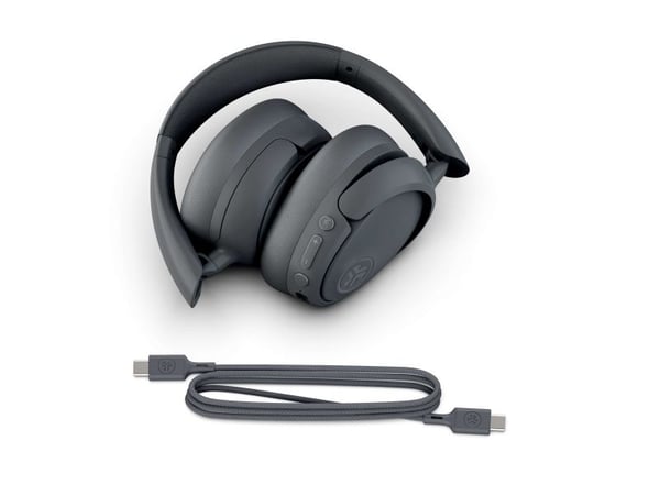 JLab JBuds Lux - Hodetelefoner med mikrofon - full størrelse - Bluetooth - trådløs, kablet - aktiv støydemping - USB-C - grafitt