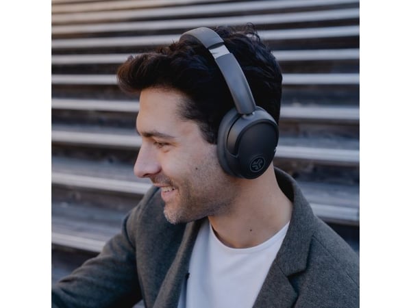 JLab JBuds Lux - Hodetelefoner med mikrofon - full størrelse - Bluetooth - trådløs, kablet - aktiv støydemping - USB-C - grafitt