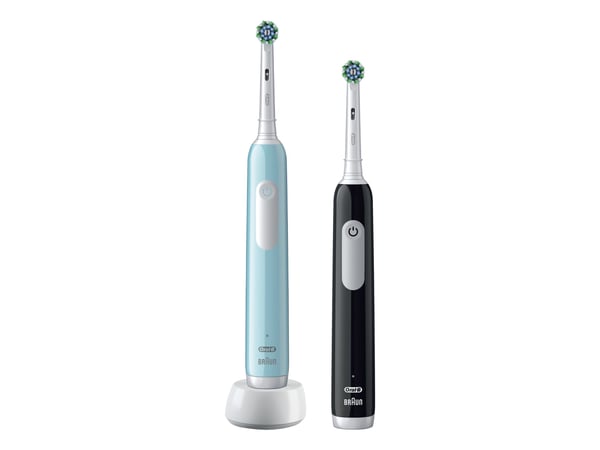 Oral-B Pro 1 PRO1CRSDUO, Voksen, Roterende vibrerende Tannbørste, Daglig stell, Sensitiv / Myk, Whitening, 20000 bevegelser per minutt, Sort, Turki...