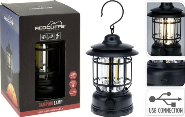 Redcliffs LATARKA campinglampe CZARNA USB-lading