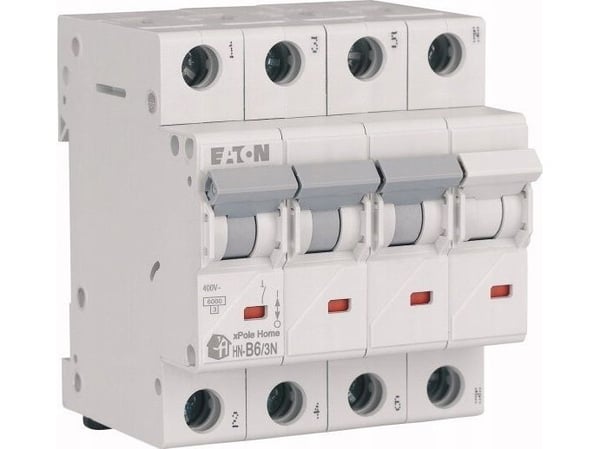 Eaton automatsikring/overstrømbryter 3P+N B 6A 6kA AC xPole Home HN-B6/3N 194898