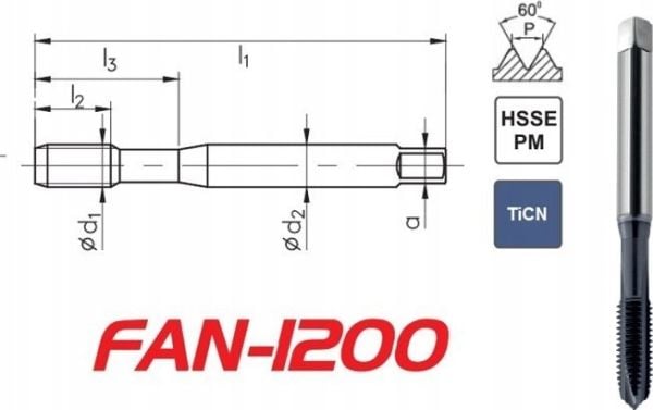 Fanar gjengeverktøy M 6 DIN-371B (6H) HSSE-PM TICN FAN