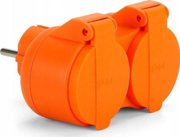 Montis forgreiner dobbelt 2x2P+Z, 16A, 250V; IP44; oransje MT089