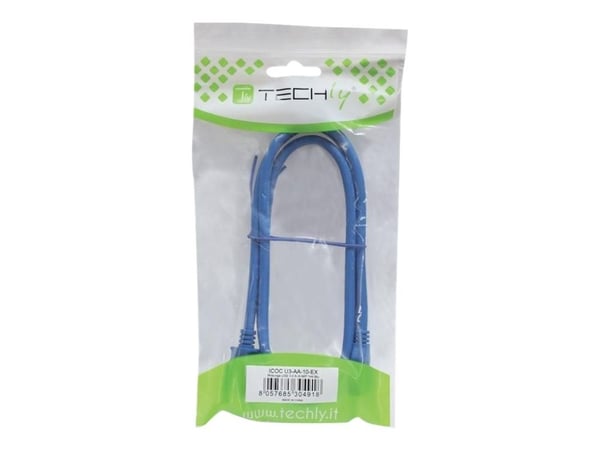 TECHly - USB-förlängningskabel - USB typ A (hane) till USB typ A (hona) - USB 3.0 - 1 cm - formpressad - blå