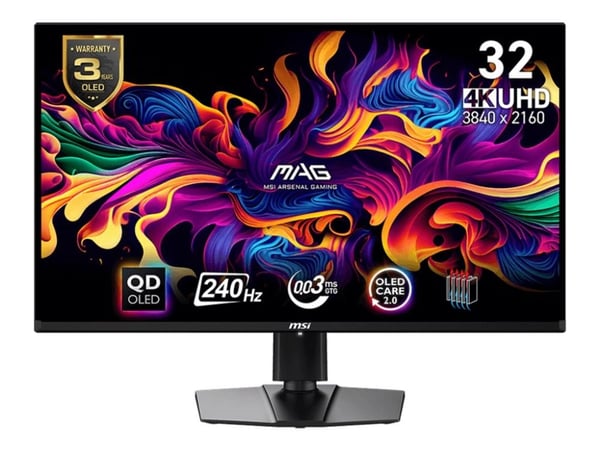MSI MAG 321UPX QD-OLED - OLED-skjerm - gaming - 31.5" - 3840 x 2160 4K @ 240 Hz - 1000 cd/m² - 1500000:1 - DisplayHDR 400 True Black - 0.03 ms - 2x...