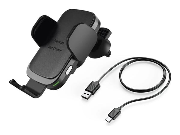 Hama Prime Line "FC10 Motion" - Trådløs ladeholder for bil - 10 watt - Fast Charge - svart/sølv