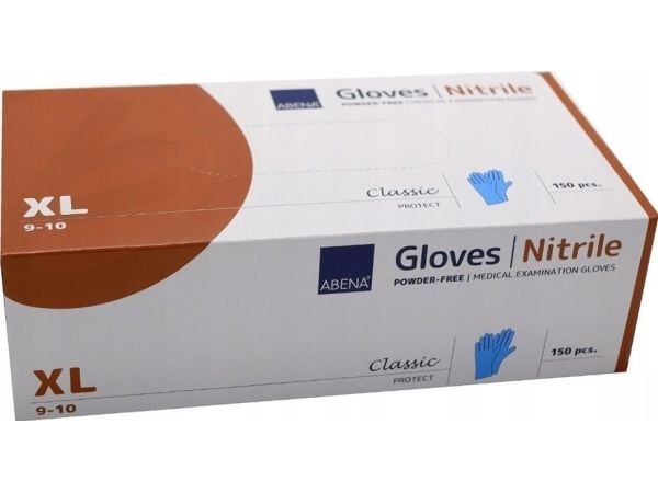 Undersökningshandske, ABENA Classic, XL, blå, nitril, puderfri - (150 st.)