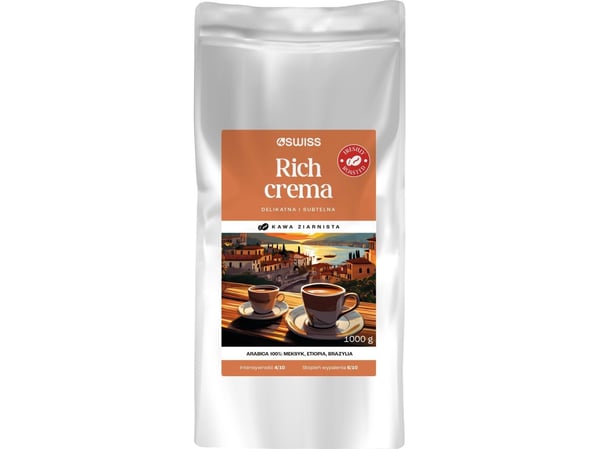 Kaffe i bønner 4Swiss Rich Crema, nystekt, 1 kg