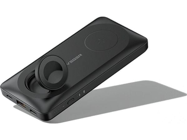 Veger powerbank 10.000 mAh med trådløs lading, MagSafe PD QC3.0 3A 22,5W MagMulti (W1156) svart