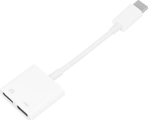 USB-sovitin OEM-sovitin AUX 2w1 Typ C (męski) do Typ C (żeński) / Typ C (żeński) BOX biały [DAC]
