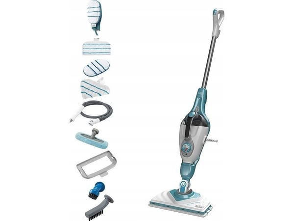 Black & Decker BHSM166DSM, Dampmopp, 0,5 l, Akva, Hvit, Knapper, Rotasjon, Fiksert, 6 m Black & Decker BHSM166DSM, Dampmopp, 0,5 l, Akva, Hvit, Knapper, Rotasjon, Fiksert, 6 m