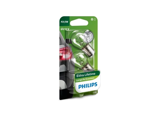 Philips LongLife EcoVision 12499LLECOB2 Längre hållbarhet, 5 W, 12 V, P21/5W, 2 styck