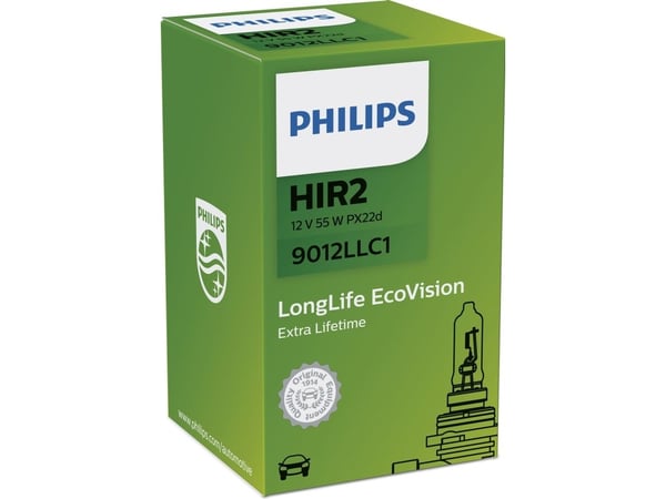 Philips LongLife EcoVision 9012LLC1 Lengre levetid, 55 W, 12 V, HIR2, Halogen, 3100 K, 1 stykker