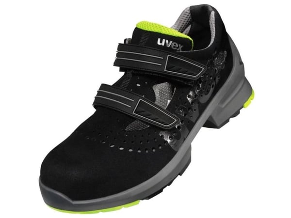 Uvex 85428, Unisex, Voksen, Vernesandaler, Sort, Limefarget, ESD, S1, SRC, Hekte og malje