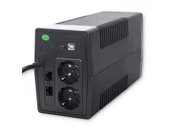 Qoltec Monolith - UPS - 480 Watt - 850 VA - 9 At - USB - utgangskontakter: 2 - svarte