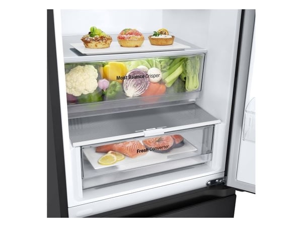 LG GBV3100DEP - Kjøleskap/fryser - bunnfryser - bredde: 59.5 cm - dybde: 68.2 cm - høyde: 186 cm - 344 liter - Klasse D - grafittsvart