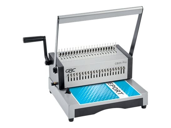 GBC CB25 Pro Heavy Duty manuell stanse- og spiralinnbindingsmaskin, Kapasitet 500 A4-ark, Flerfunksjonell bindemaskin, Manuell, 500 ark, Sølv