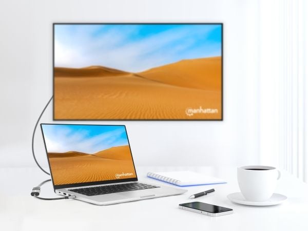 Manhattan 153973, 0,11 m, USB Type-C, HDMI, Hankjønn, Hunkjønn, Rett
