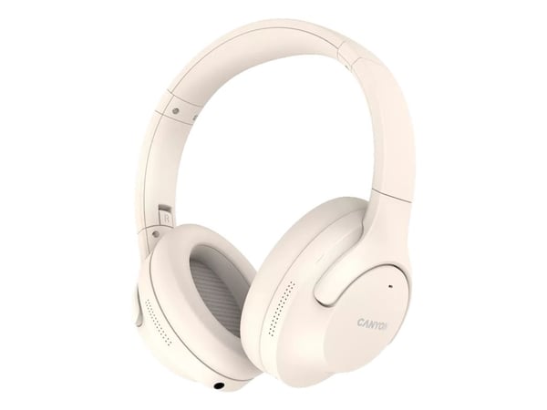 Canyon OnRiff 10 - Hodetelefoner med mikrofon - full størrelse - Bluetooth - kablet, trådløs - aktiv støydemping - 3,5 mm jakk - beige