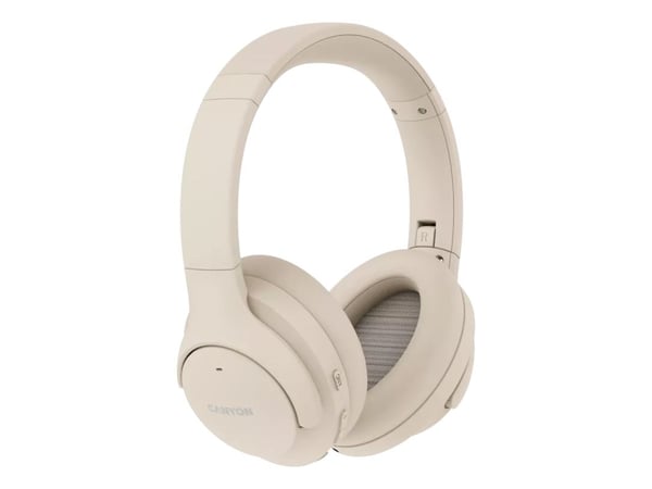 Canyon OnRiff 10 - Hodetelefoner med mikrofon - full størrelse - Bluetooth - kablet, trådløs - aktiv støydemping - 3,5 mm jakk - beige