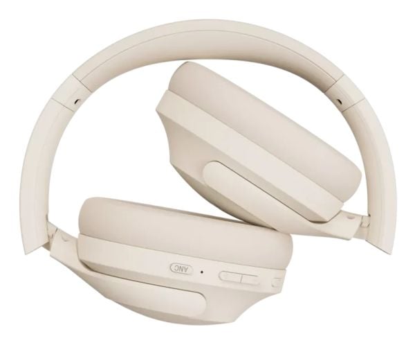 Canyon OnRiff 10 - Hodetelefoner med mikrofon - full størrelse - Bluetooth - kablet, trådløs - aktiv støydemping - 3,5 mm jakk - beige