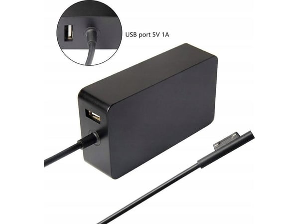 CoreParts - Strømadapter - AC - 60 watt - svart - for Microsoft Surface Pro (I midten av 2017), Pro 3, Pro 4, Pro 6, Pro 7