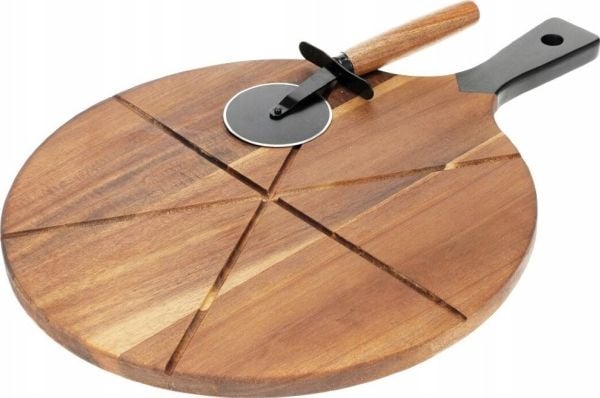 Excellent Houseware skjærebrett til pizza i tre rundt med kniv 30 cm (2 el.)