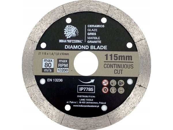INDIAN PROFESSIONAL DIAMOND TARGET 115 mm x 1,6 mm x 22,2 mm CONTINUOUS CUT / INDIAN PROFESSIONAL