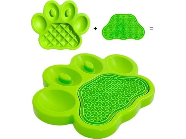 PET DREAM HOUSE Paw 2-i-1 grønn interaktiv slow feeder 30x30x3 cm