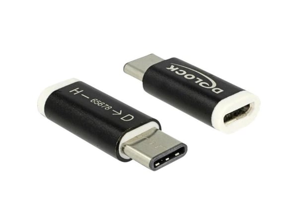 DeLOCK 65678, USB 2.0-C, USB 2.0 Micro-B, Musta, Valkoinen