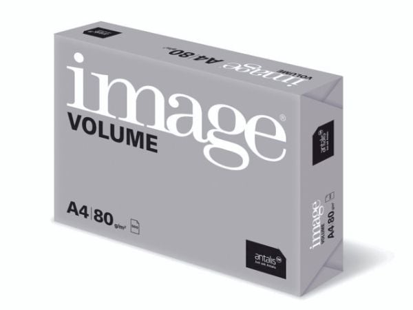 Image, Volume, hvid, 4 huller DIN Kopipapir, træfri ECF, 80g/m2, 210mm x 297mm, A4, Smal bane, pakke - (5 stk.)