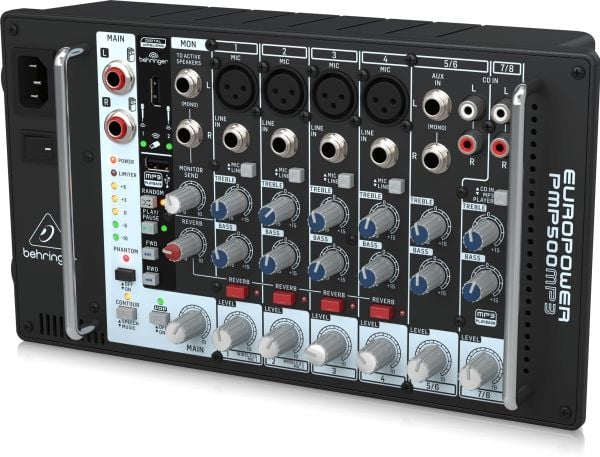 Behringer PMP500MP3, 8 kanaler, Svart