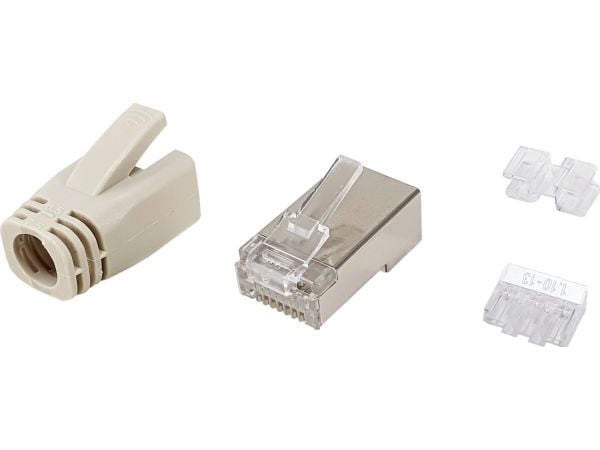 Equip 121182, RJ-45, Rustfritt stål, Gjennomsiktig, Hvit, Hankjønn, Rett, Cat6a, Gull