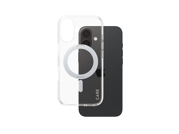 CARE by PanzerGlass - Baksidedeksel for mobiltelefon - MagSafe-samsvar - resirkulert plast - gjennomsiktig, sølv - for Apple iPhone 16