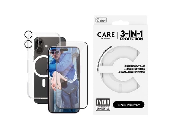 PanzerGlass CARE by ® Flagship 3-i-1 Pakke iPhone 16 Plus